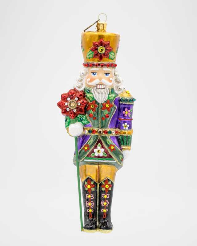 Poinsettia Nutcracker Christmas Oranment